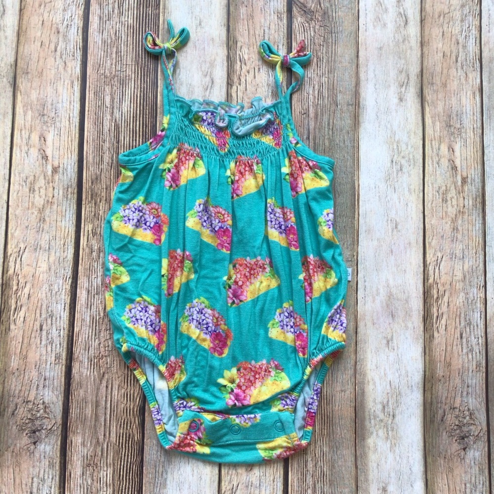 Posh Peanut Bamboo Floral Taco Smocked Tank Bubble Romper